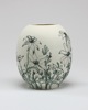 Flannel Flowers - porcelain with hand drawn underglaze pencil